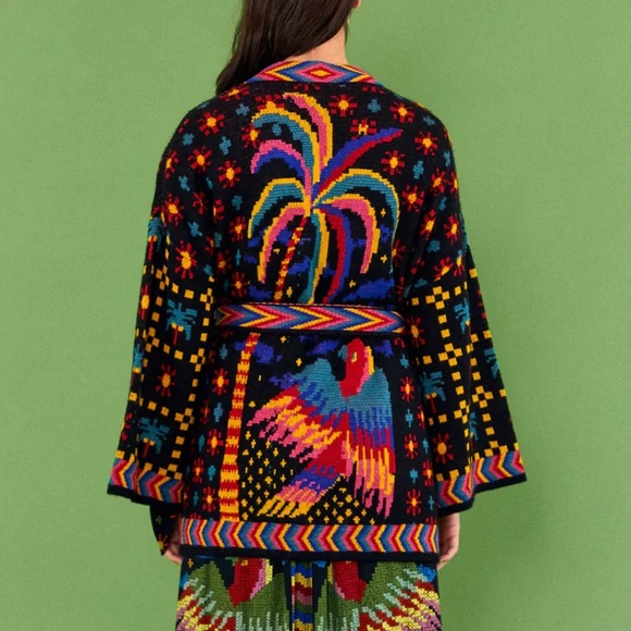 FARM Rio Jackets & Blazers - 🆕🏷 FARM Rio Black Macaw Night Kimono Cardigan